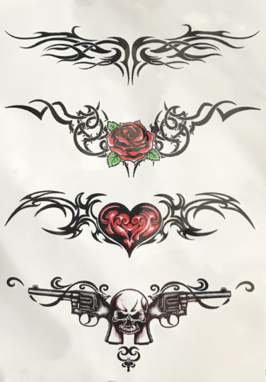 Temporary Tattoo Stickers Sexy Rose Heart-shaped Wreath Fake Tatto Waterproof Tatoo Back Leg Arm Belly Women Girl [Size: 21 by 14.8 cm]