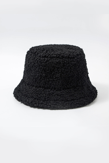 Solid Fuzzy Bucket Hat, Faux Fur Festival Bucket Hat, Available in Black, White & Beige