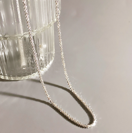 Classy Silver Necklace, Unique Design, Sparkles like Diamonds in the Light, Simple Chain Necklace, Ideal Gift