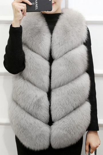 Faux Fur Gilet, Fully Lined, Sleeveless Waistcoat