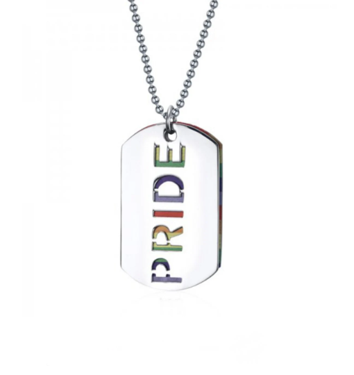 Unique Pride Pendant, Rainbow Enamel Detail, Stainless Steel, Gift Idea