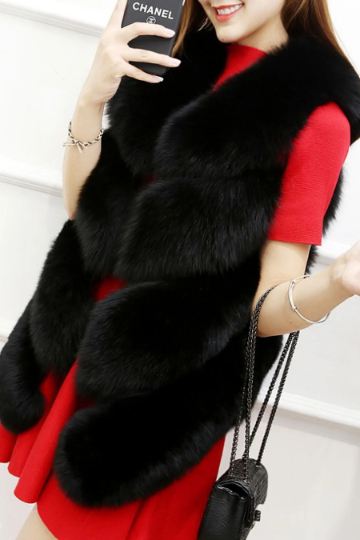 Faux Fur Gilet, Fully Lined, Sleeveless Waistcoat