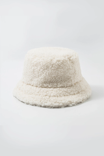 Solid Fuzzy Bucket Hat, Faux Fur Festival Bucket Hat, Available in Black, White & Beige