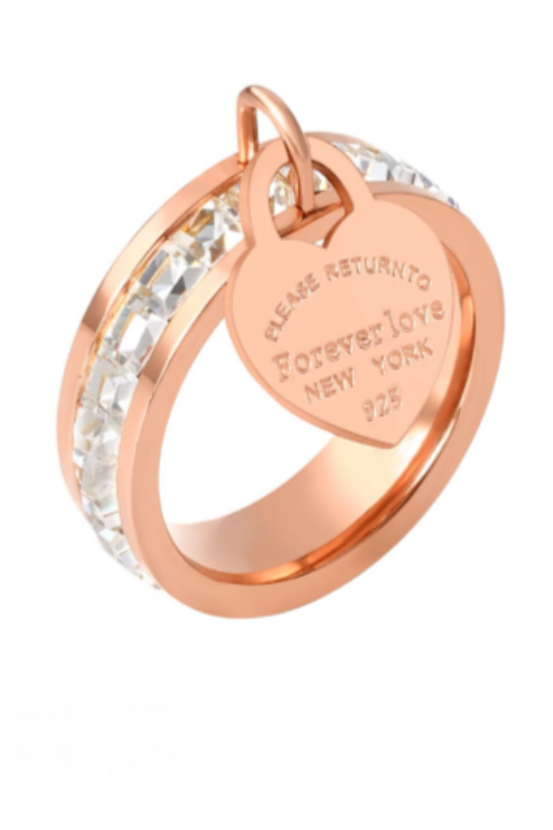 Gold Ring, Rose Gold Ring, Silver Ring, Love Heart Charm Rings, Elegant Cubic Zirconia, Ideal Gift