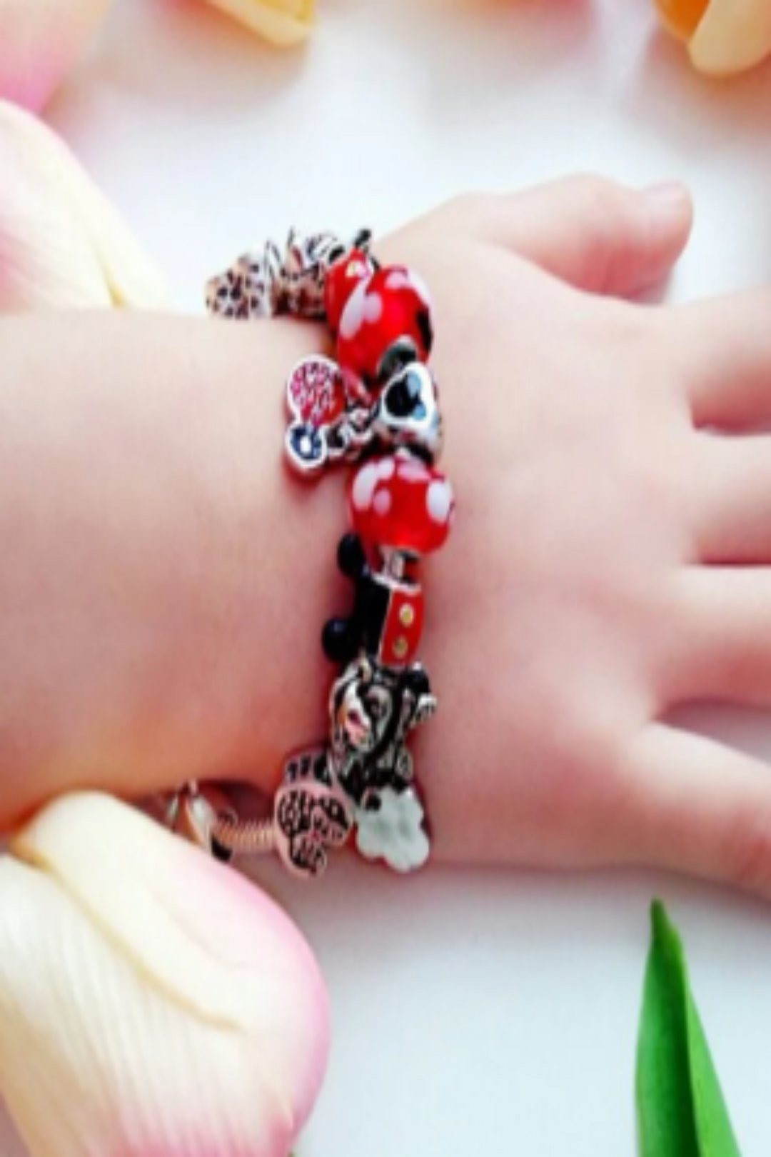 Charm Mickey Bracelet, Silver Finish, Girls, Women Multi Charm Rhinestone Crystal Bracelet. Beautiful Gift, [Size- 18cm] (48 Hour Dispatch)