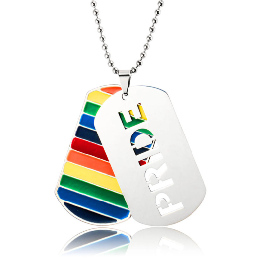 Unique Pride Pendant, Rainbow Enamel Detail, Stainless Steel, Gift Idea