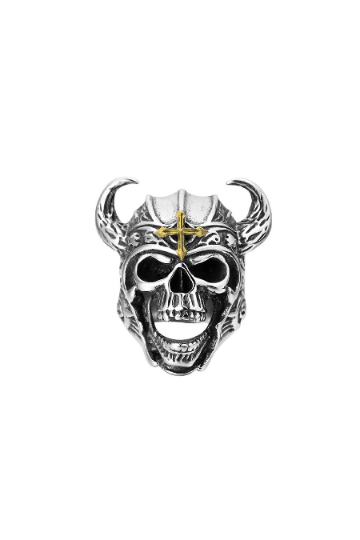 Men's Devil Skull Ring, Rugged Snake Punk Ring Jewelry, Biker Jewelry, Gothic Emo Aesthetic Metal Ring