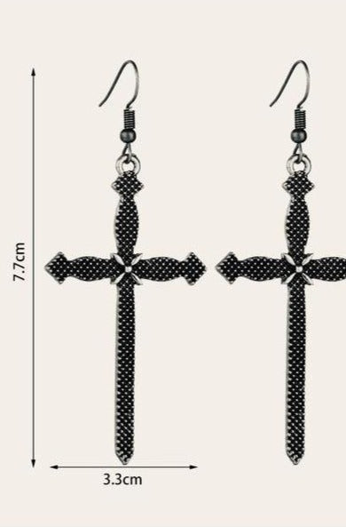 Gothic, Bohemian, Cross Earrings - Hayati London