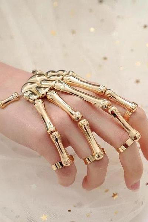 Halloween Bracelet Fashion Punk Exaggerated Metal Texture with Finger Ghost Hand Skull Bracelet - Hayati London