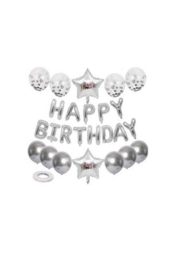 Happy Birthday Foil Balloon Pack, Rose Gold, Silver, Pink, Party Balloons - Hayati London