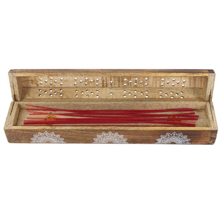 Wooden Incense Hand Made Box, with Incense Sticks, Patchouli, Rose Geranium, Jasmin, Sandalwood, Vanilla, Morning Blossom - Hayati London