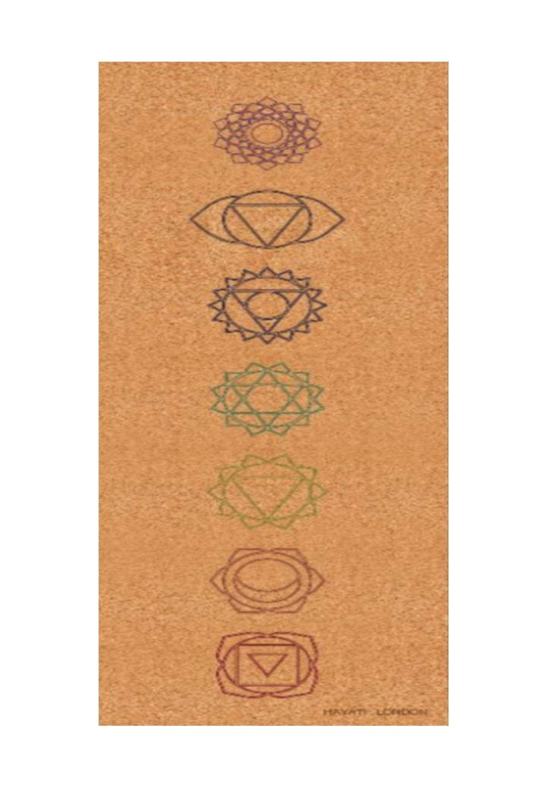 Yoga Mat, Cork & Natural Rubber, Eco-Friendly, Super-Grip, Non-Slip, Perfect for Gym, Pilates, Fitness Workout, 4mm thick. 5 designs, Chakra - Hayati London