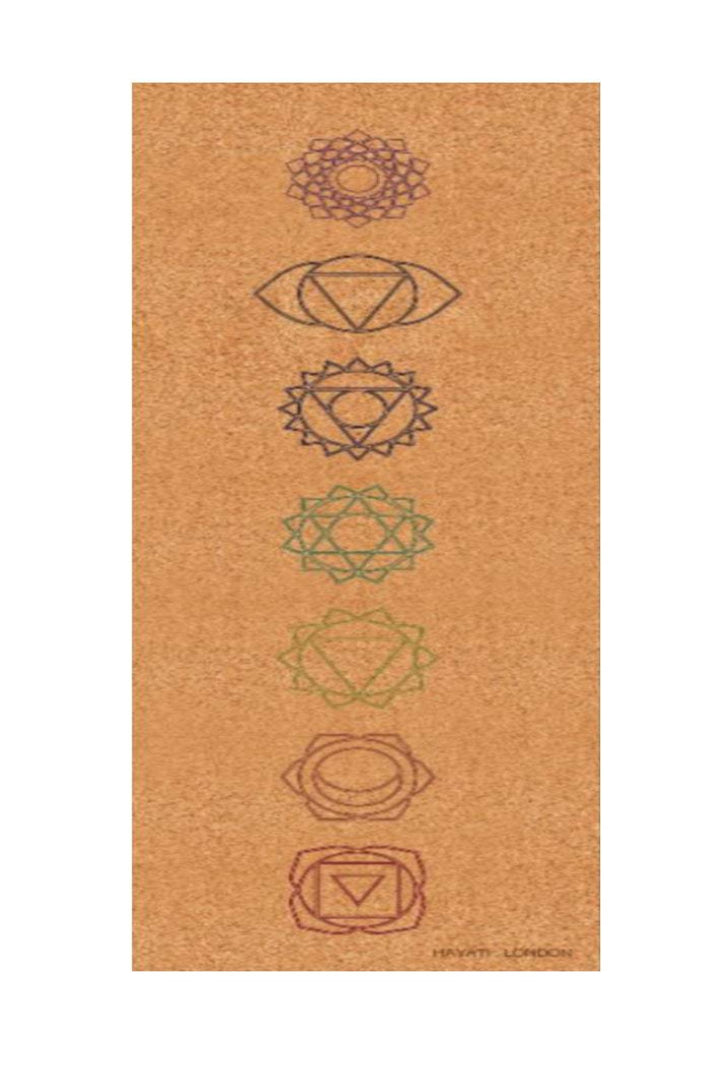 Yoga Mat, Cork & Natural Rubber, Eco-Friendly, Super-Grip, Non-Slip, Perfect for Gym, Pilates, Fitness Workout, 4mm thick. 5 designs, Chakra - Hayati London