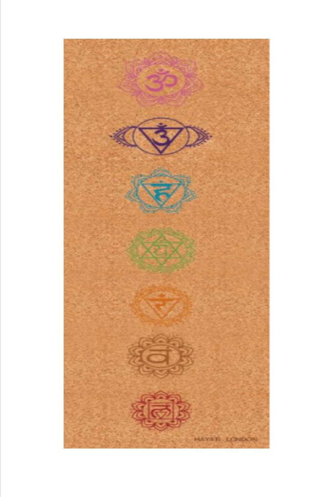 Yoga Mat, Cork & Natural Rubber, Eco-Friendly, Super-Grip, Non-Slip, Perfect for Gym, Pilates, Fitness Workout, 4mm thick. 5 designs, Chakra - Hayati London