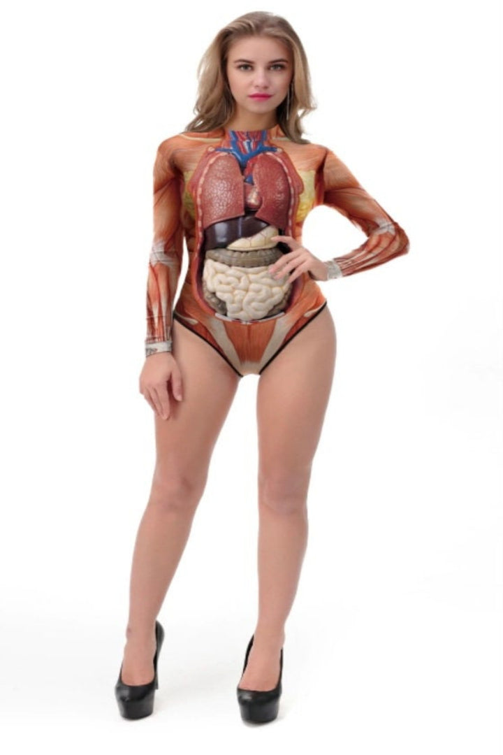 3D Muscle, Heart, Body Suit, Long Sleeve Bodysuits, Playsuit, Autopsy Costume Cosplay, Party Gift