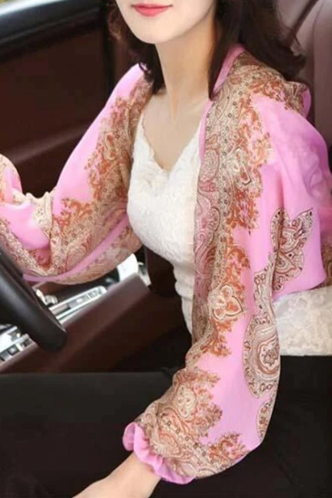 Sleeve Shawl, Elegant Pleated Summer Female Shawls, Long Ruffle Sleeve, Light Weight, Breathable