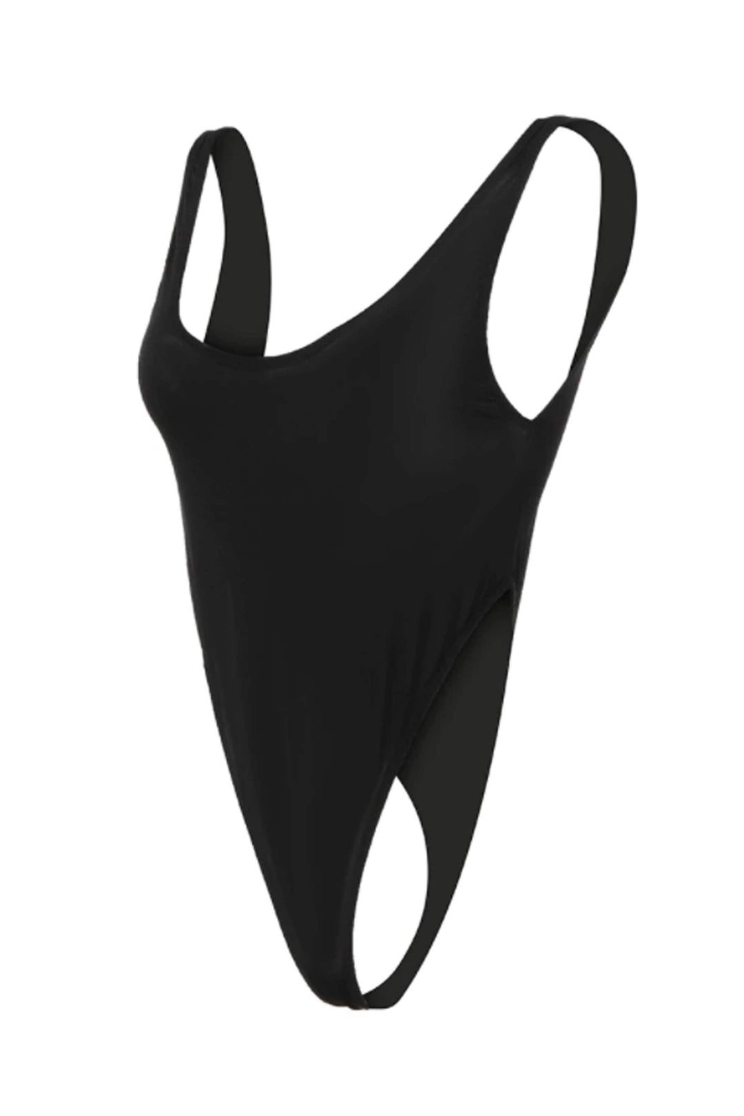 Black High Leg Backless Sleeveless Bodysuit