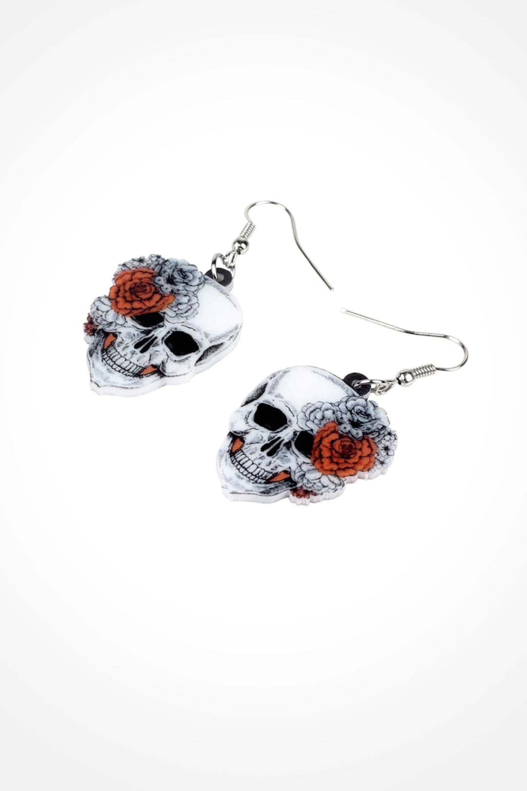 Skull Earrings, Drop, Dangle, Long Punk Rock Jewelry For Women Girls Ladies. Ideal for Halloween, Day of the Dead