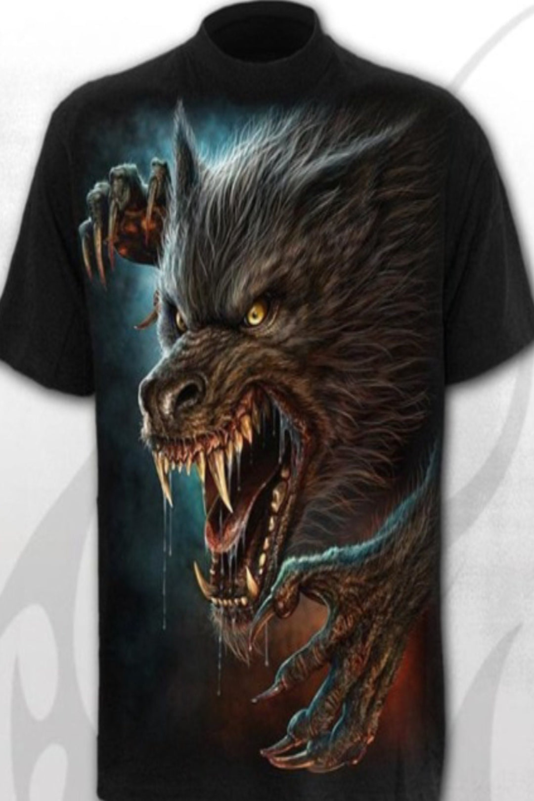 Skull, Werewolf T-Shirts, Black Short Sleeve, Loose or Baggy Fit, Punk, Rock Perfect for Halloween, Men, Women, Girls, Boys, Fancy Dress