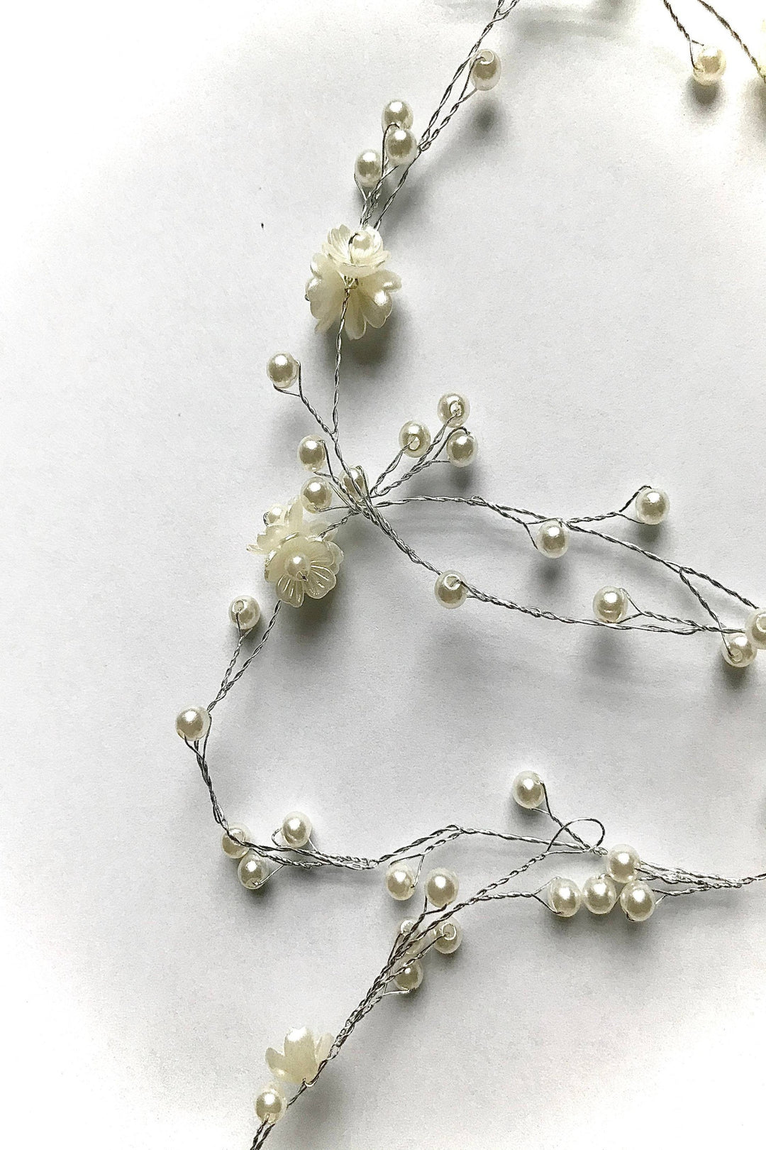 Beautiful Hair Piece, Headband, Bridesmaid, Flowers, Faux Pearl and Silver Finish, Wedding, Ball Hair Accessory, Hair Vine