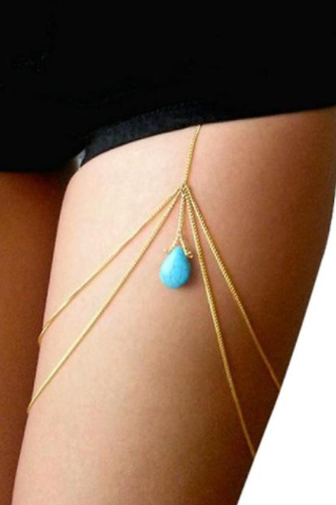 Dainty Turquoise Crystal Thigh Chain, Semi-Precious Gemstone Body Jewellery, Crystal Jewellery (48 Hour Dispatch)