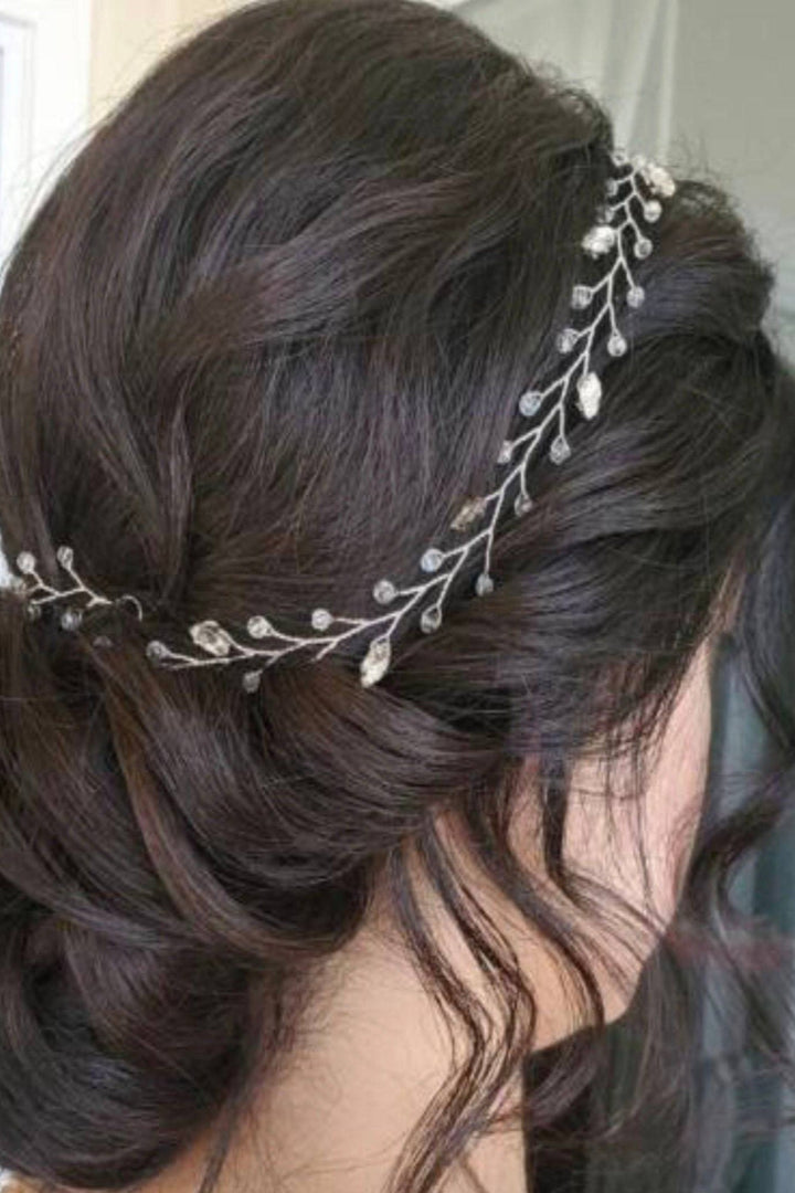 Beautiful Hair Piece, Headband, Bridesmaid, Faux Pearl and Silver Finish, Wedding, Ball Hair Accessory, Hair Vine