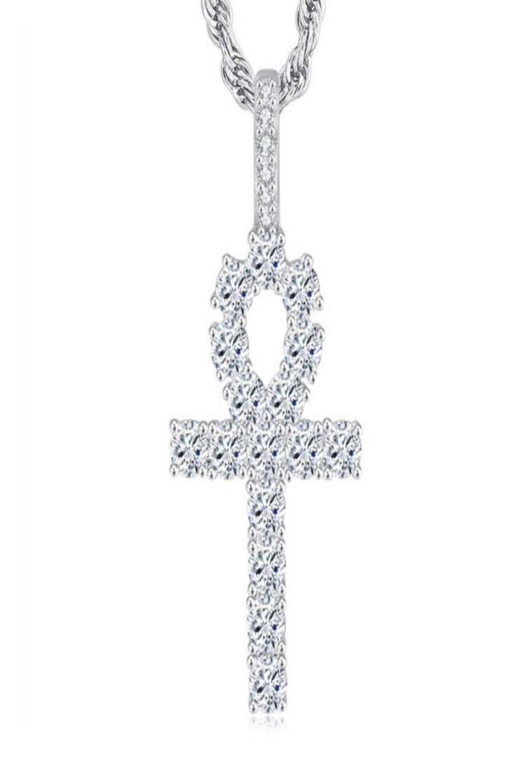 Cross Pendant Necklace, Rhinestone Crystal + Silver Chain (48 Hour Dispatch)