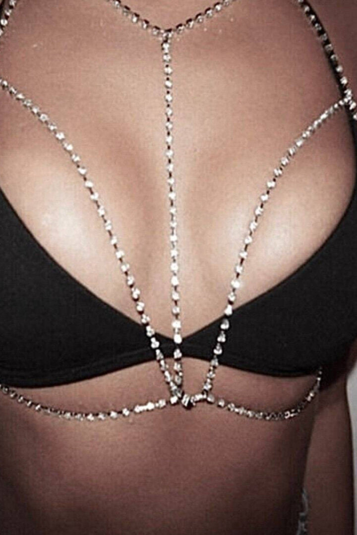 Stunning Rhinestone Crystal Link Necklace Body Chain Bikini Waist Link Body Jewellery Women Summer Accessories (48 Hour Dispatch)