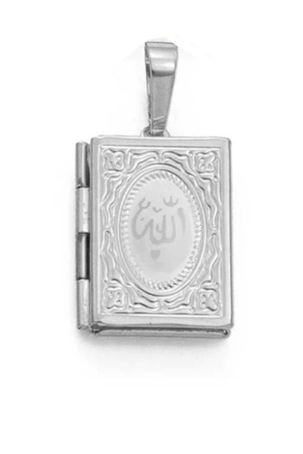 Beautiful Religious Locket, Pendant and Chain, Necklace, Silver Finish - Hayati London