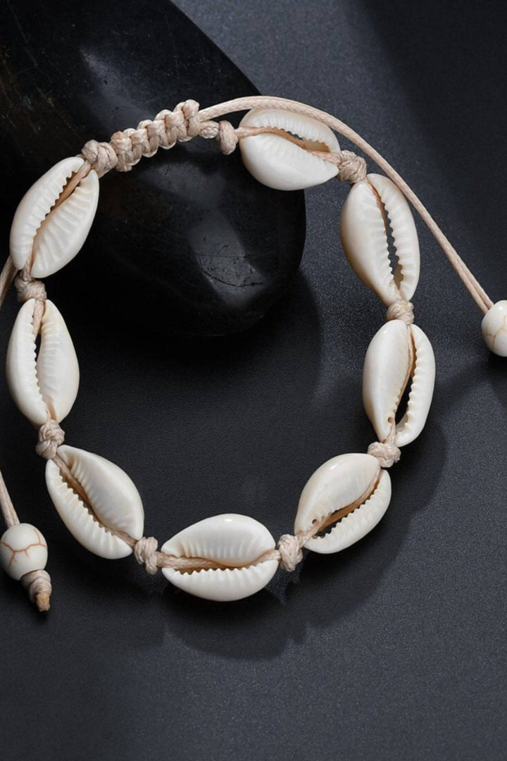 Natural Shell Bracelet with Adjustable Tie Cord, Choice of Two Colours, Ideal Gift (48 Hour Dispatch)