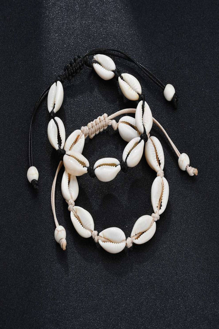 Natural Shell Bracelet with Adjustable Tie Cord, Choice of Two Colours, Ideal Gift (48 Hour Dispatch)