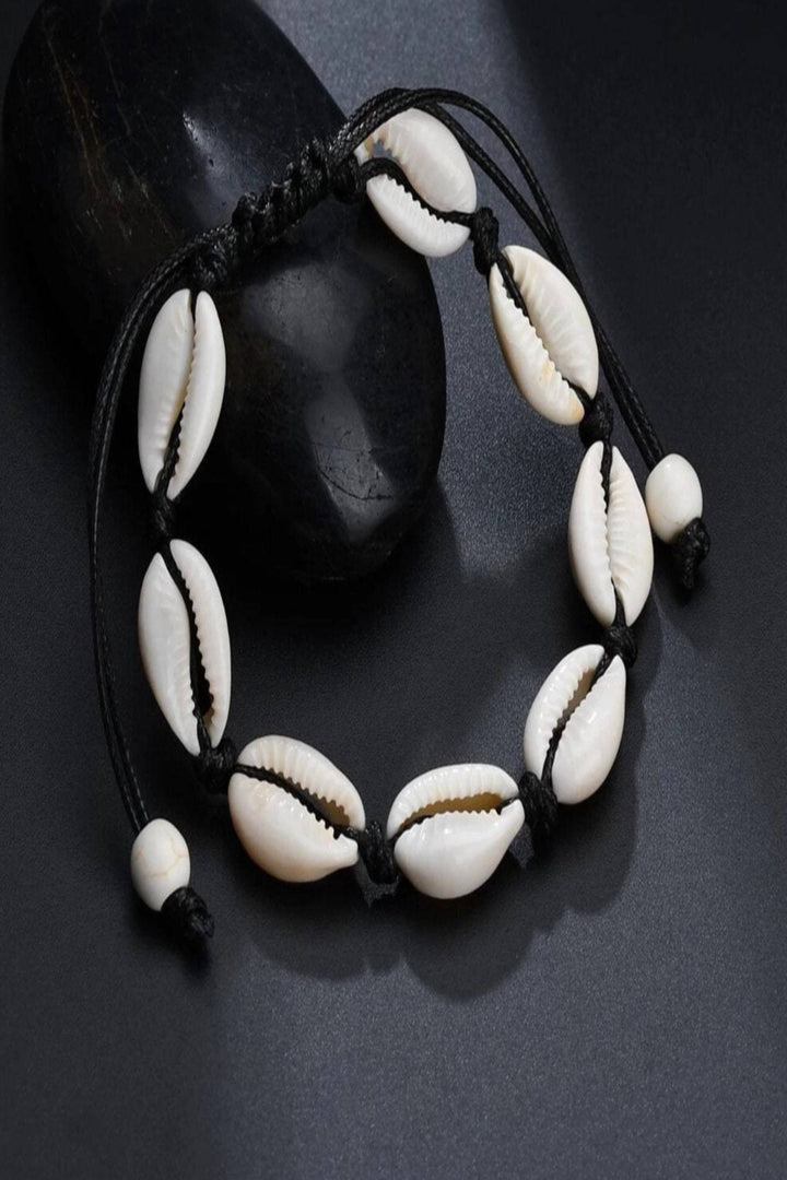 Natural Shell Bracelet with Adjustable Tie Cord, Choice of Two Colours, Ideal Gift (48 Hour Dispatch)