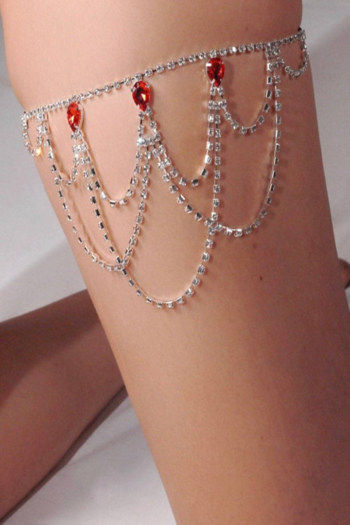 Thigh Chain, Rhinestone Crystal, Multi-layer Leg Chain, Elastic hold up, Body Jewelry, Body Chain  (48 Hour Dispatch)