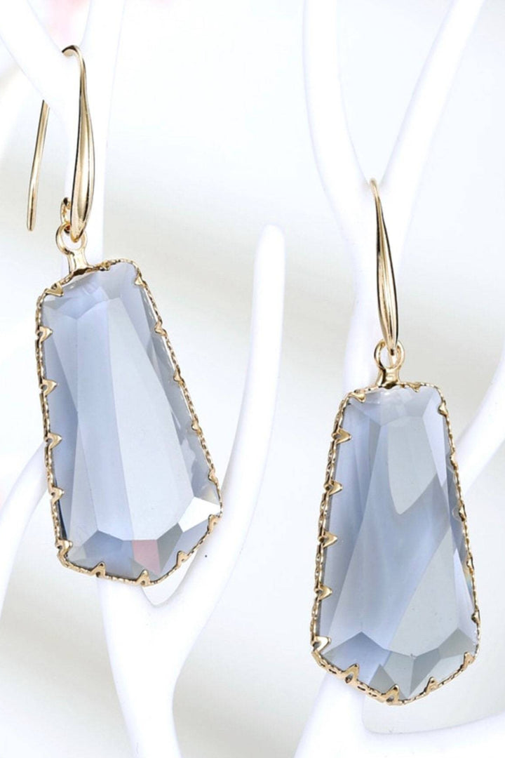 Clear Crystal Earrings, Geometric Drop, Dangle Earrings (48 Hour Dispatch)