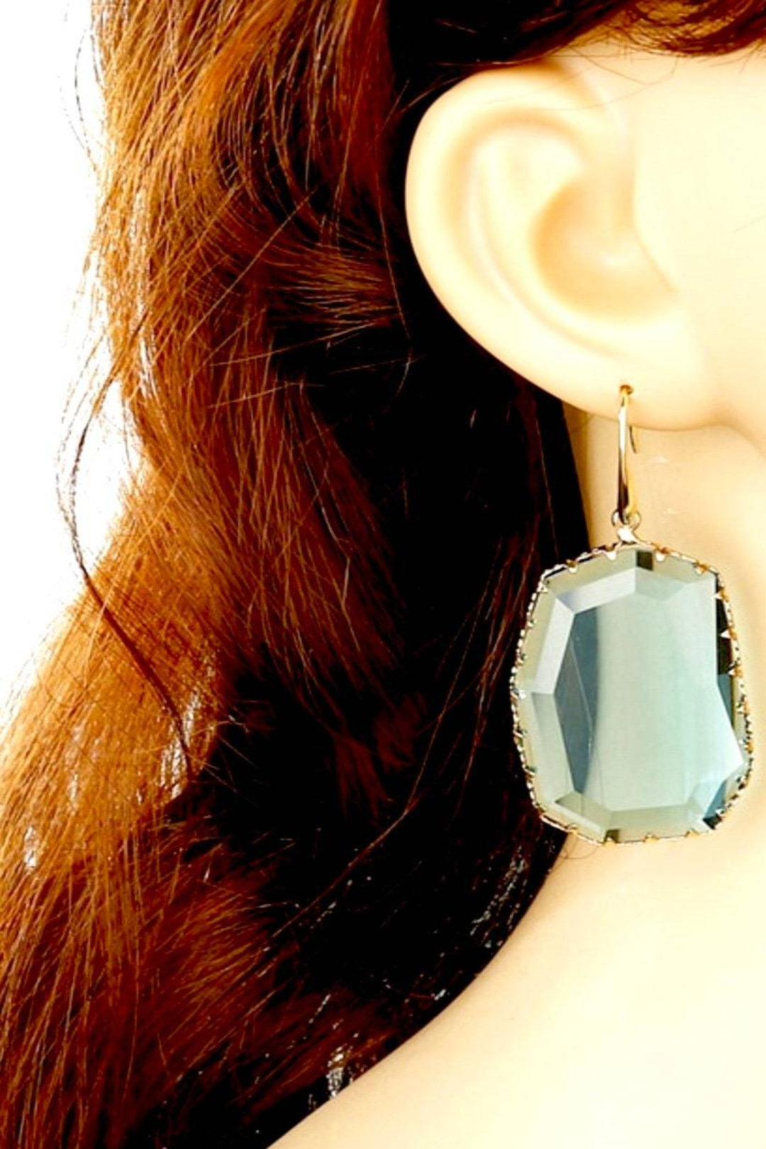 Clear Crystal Earrings, Large Oval Shaped Dangle, Drop Earrings (48 Hour Dispatch)