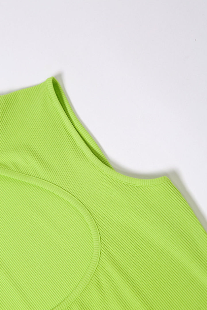 Lime Green Mandarin Collar Keyhole Front Dress, Bodycon Sleeveless Mini Dress, Plus Size Dress