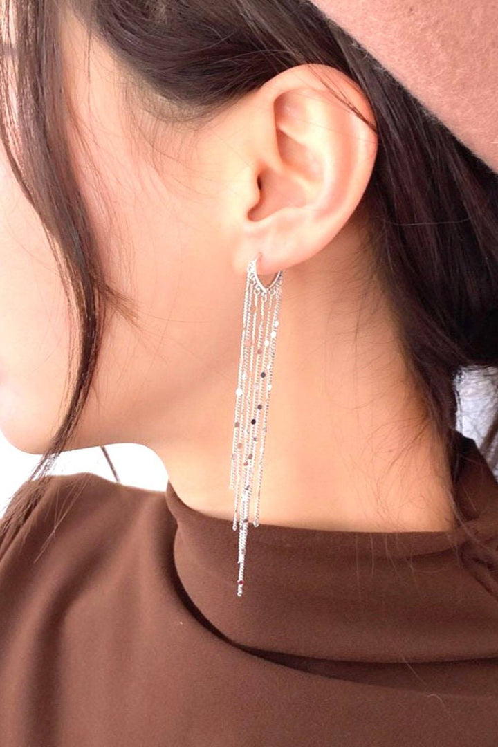 Beautiful Long Drop Earrings, Silver finish  (48 Hour Dispatch)