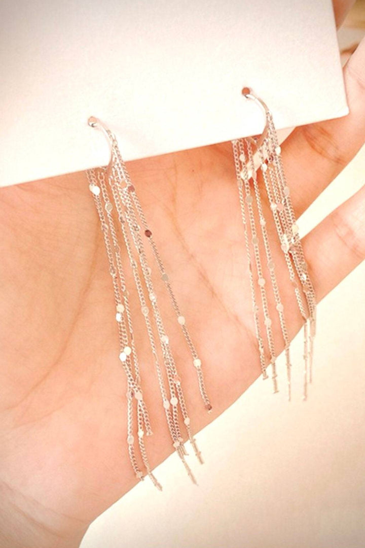 Beautiful Long Drop Earrings, Silver finish  (48 Hour Dispatch)