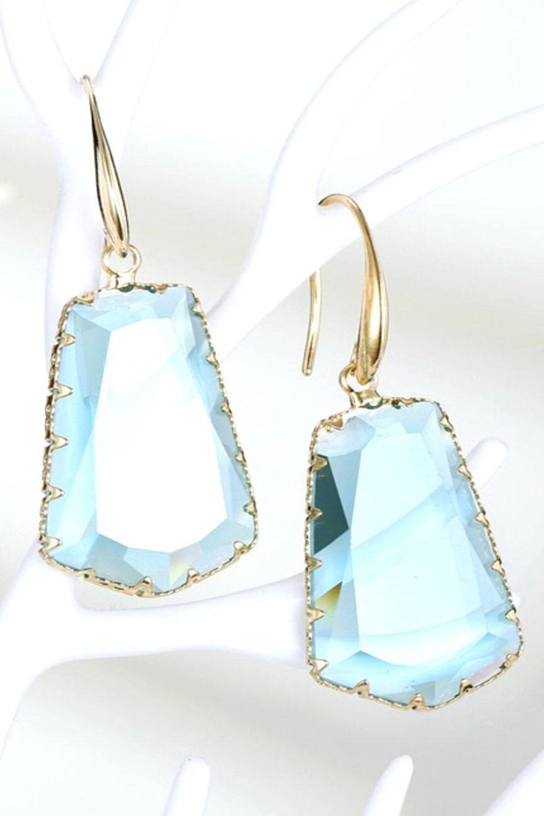 Clear Crystal Earrings, Geometric Drop, Dangle Earrings (48 Hour Dispatch)