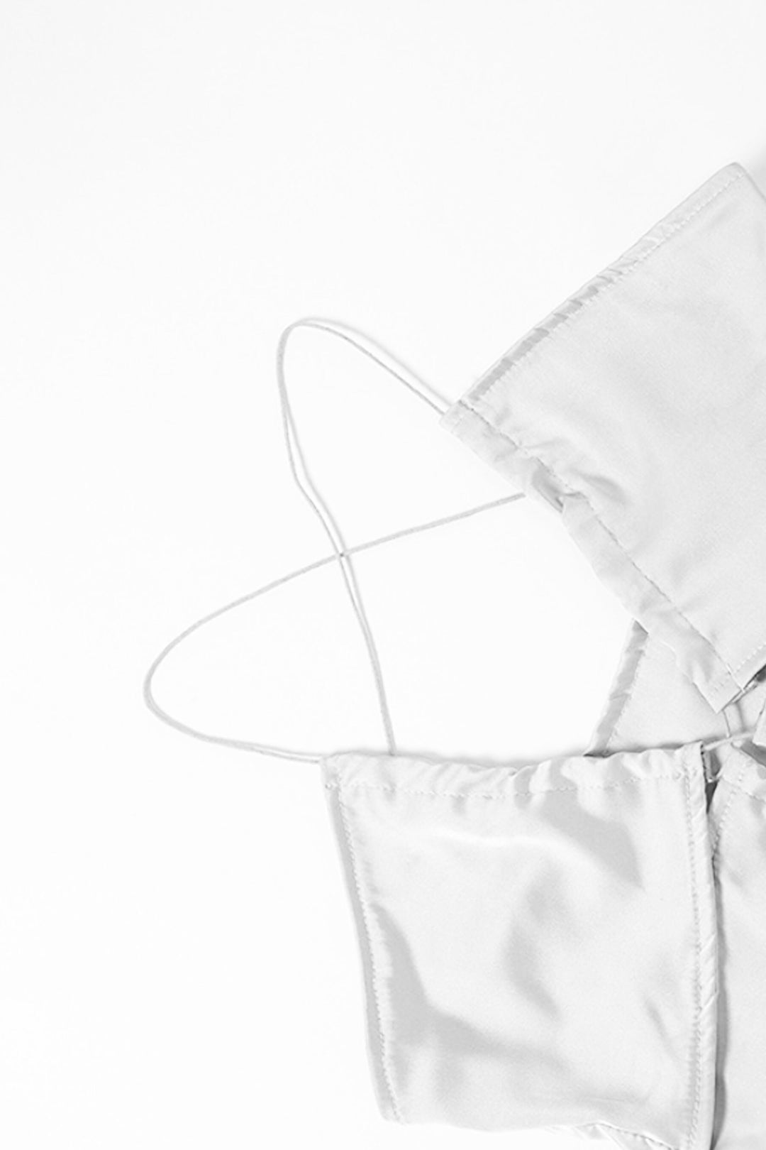 White Slinky Ruched Halterneck Cut Out Crop Top, Spaghetti Strap Crop Top