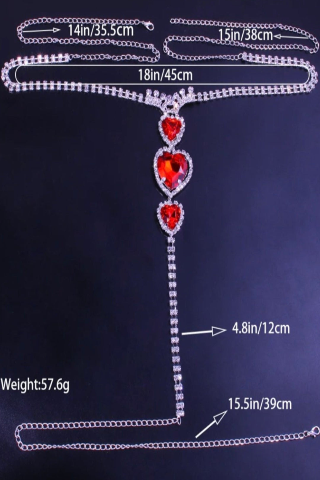 Heart Love Crystal Belly Chain Bikini Sexy Panties for Women Thong Briefs Lingerie Body Jewelry Rave Outfits Body Chain Charm Jewellery  (48 Hour Dispatch)