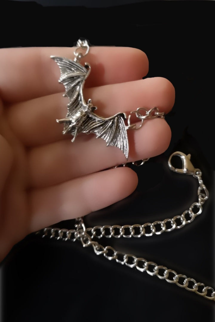 Silver Bat Pendant, Vampire Pendant Necklace, Punk Gothic Jewellery  (48 Hour Dispatch)