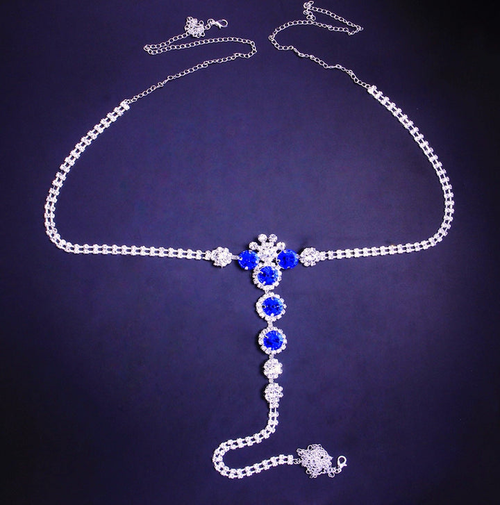 Crystal Body Chain, Blue Crystal Set, Thong Chain, Body Jewellery (48 Hour Dispatch)