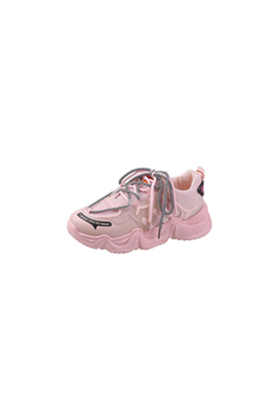 Bubblegum Pink Lace Up Front Chunky Trainers, Mesh Panel, Letter Graphic Shoes, Platform Sneakers, Women's Trainers