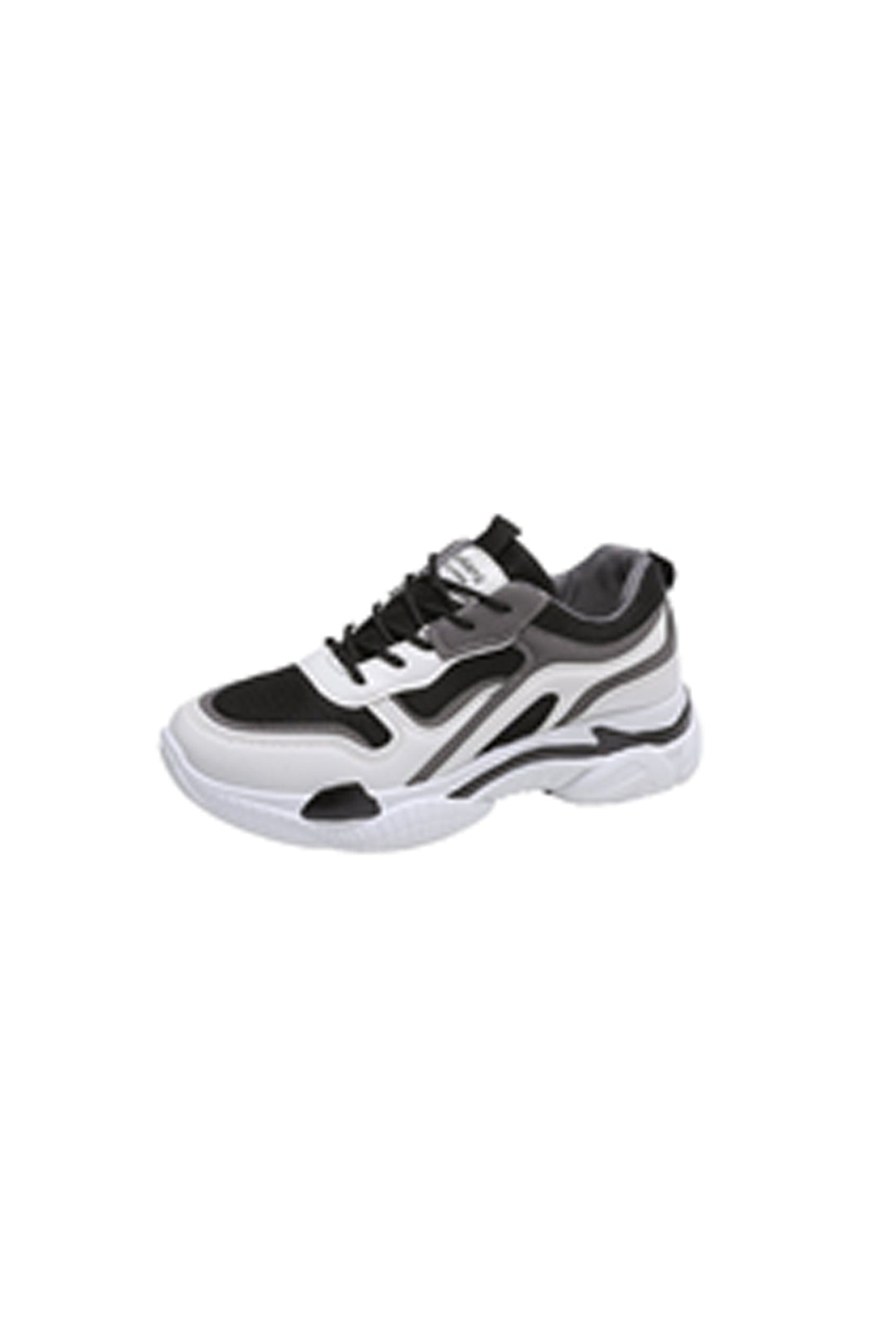 Lace Up Front Chunky Sneakers, Black Grey & White Mesh Panel, Women's Trainers