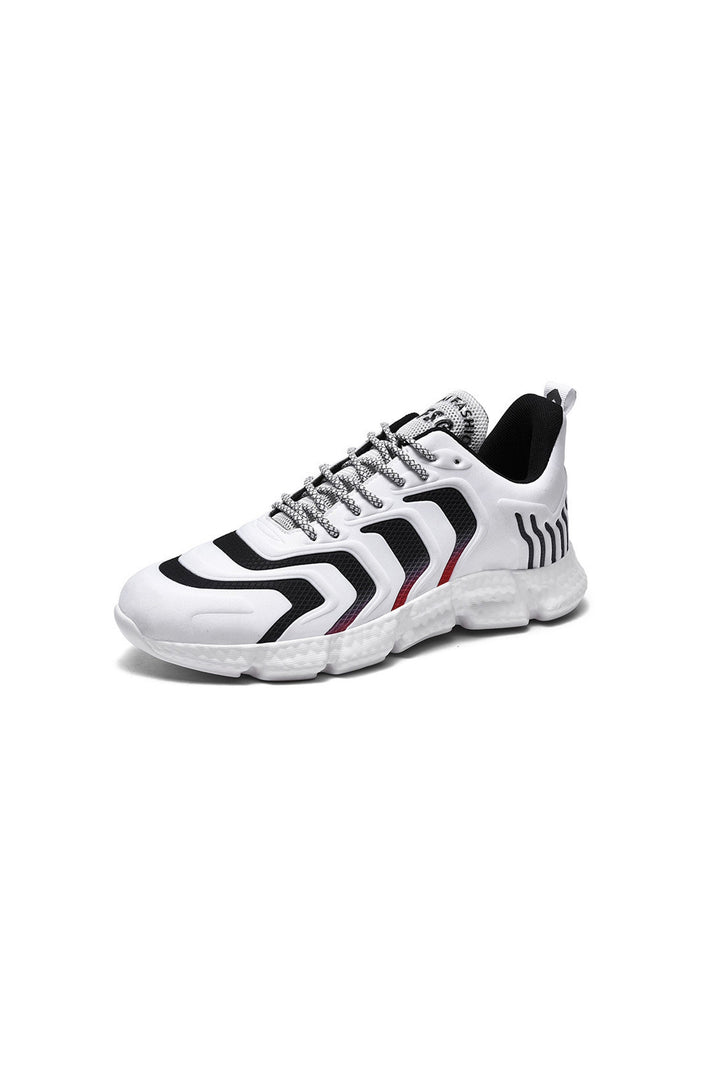 Black & White Stripe High Top Sneakers, Flexible Black Outsole, Men's Footwear Trainers (UK Sizes 8, 9)