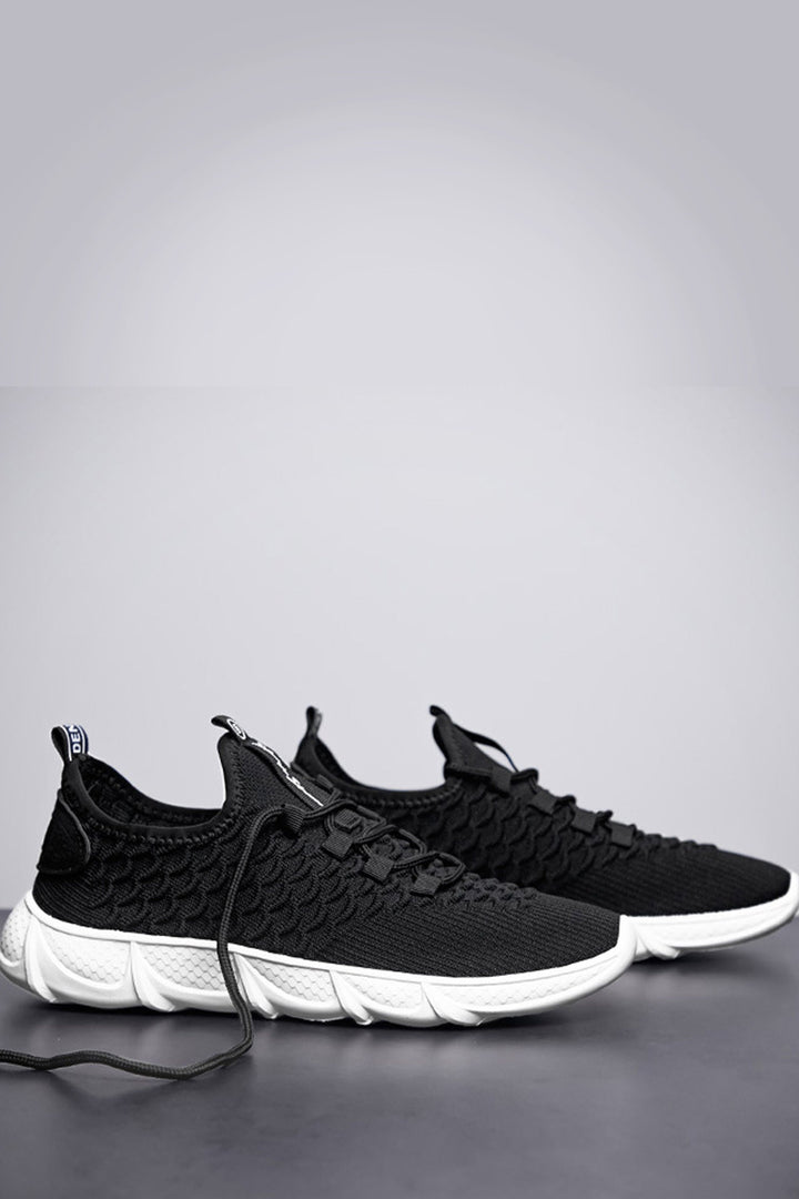 Men's Knitted Mesh Panel Sneakers, Cushioned Midsole, Minimalistic Trainers, Men's Footwear (UK Sizes 8, 9), Available in 3 Colours