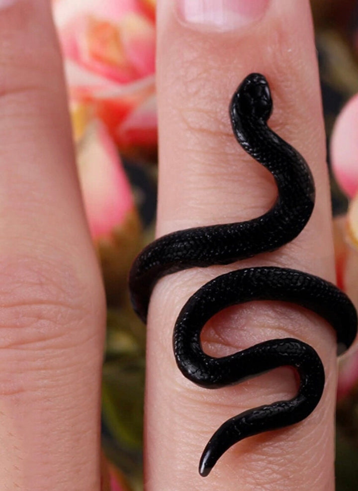 Snake Ring, Adjustable, One Size, Matte Black Finish, Chunky Ring, Punk, Rock, Gothic Ring (48 Hour Dispatch)