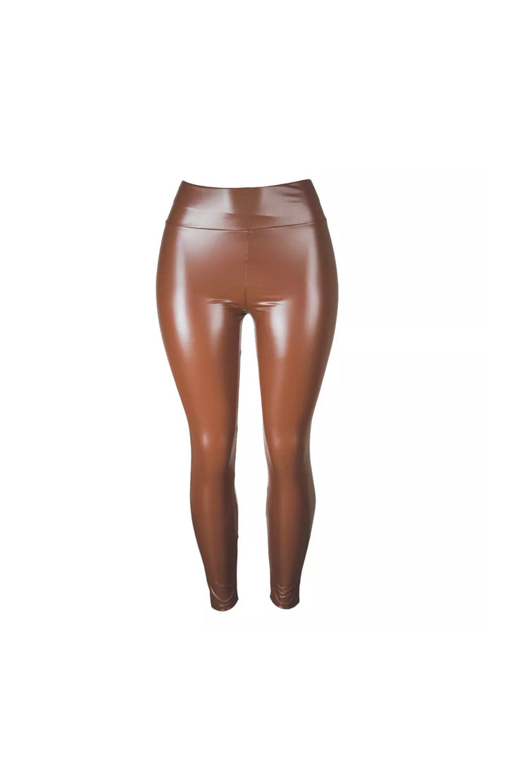 Faux Leather High Waist Leggings, PU Skinny Ankle Leggings, Available in Brown, Beige & Black