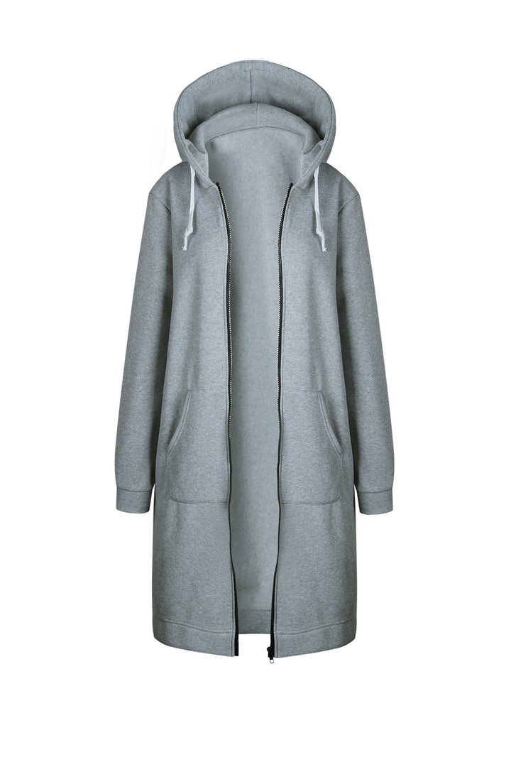 Oversized Hoodie Dress, Hoodie Drawstrings Front Zipper, Available in Grey & Black